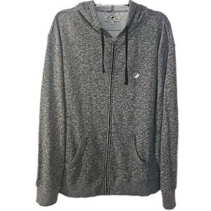Wellen Full Zip Hoodie Heathered Gray Cotton Blend Surf Beach Sweater Men's XL